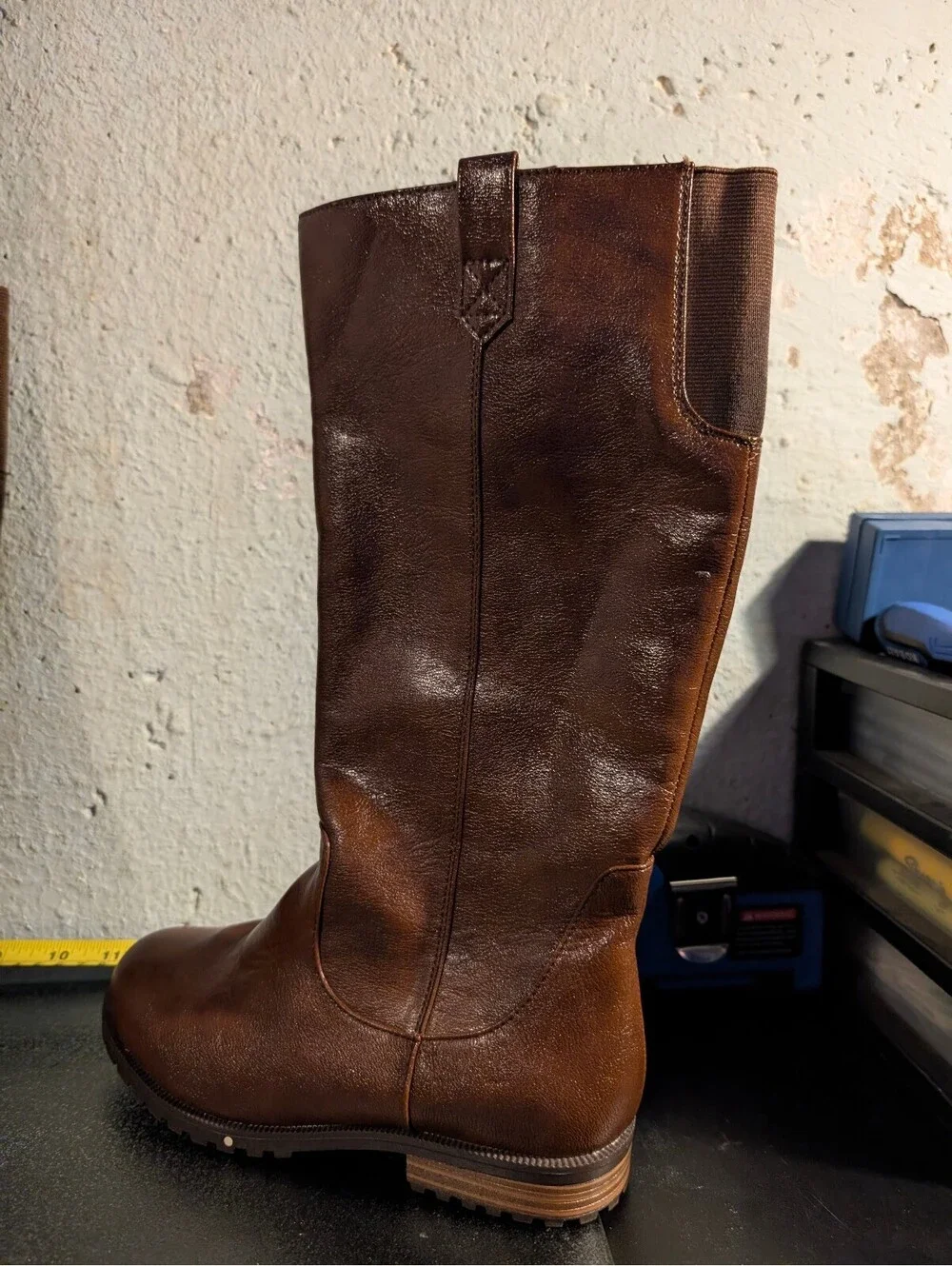 Cat & Jack Size 3 Tall Brown Riding Boots | Side Zip - Faux Leather